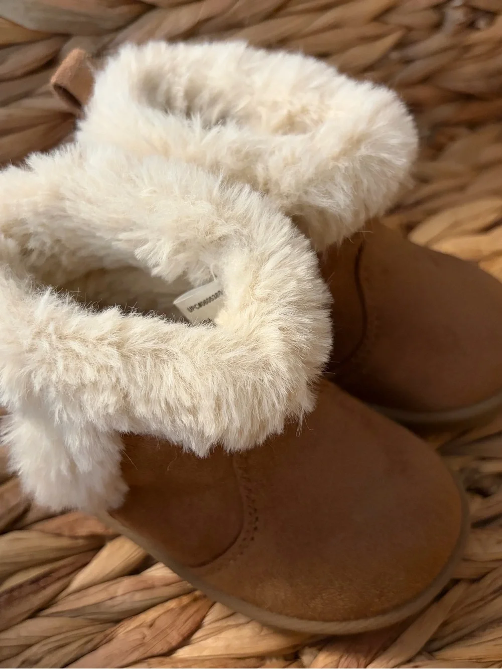 wonder nation Tan Faux Suede Toddler Fur Cuff Boots